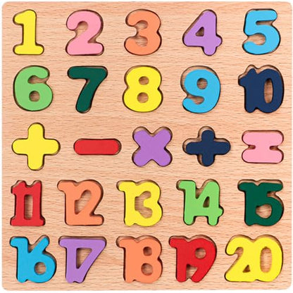 4-in-1 Wooden Alphabet Puzzle for Kids Ages 3+ – Upper & Lowercase Letters, Numbers & Shapes – Montessori Educational Learning Toy for Toddlers & Preschool – Fine Motor & Early STEM Skills
