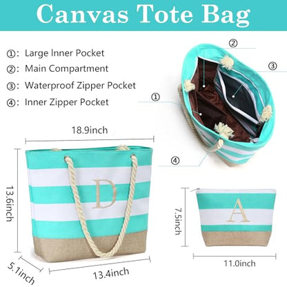 YOOLIFE Beach Bags for Women - Travel Canvas Beach Tote, Pool Waterproof Bag, Travel Essentials, Gifts for Women Birthday - color: Blue, style: B