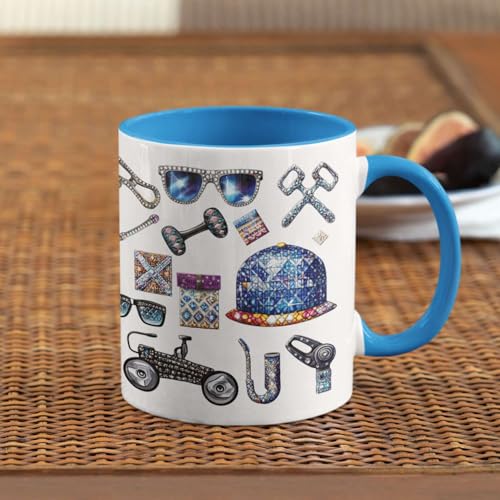 Personalized Father's Day Full Wrap Coffee Mug, Custom Name Ceramic Cup 11oz 15oz, Customized Hat And Sunglasses White Mug, Gift For Dad, Birthday Keepsake Mug For Men, Unique Mug - color: XUA-1124-3693-Father's Day Mug