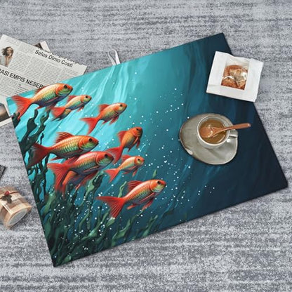 Dish Drying Mat for Kitchen Counter Super Absorbent Microfiber Kitchen Drying Mat Fish aquarium Non-slip Drainer Mats Extra Large Dish Rack Pad Kitchen Accessories 18"x24"