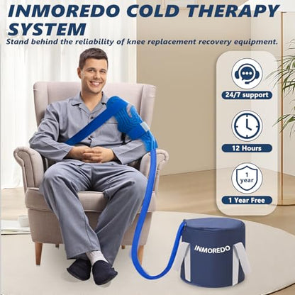 Inmoredo Cold Therapy Machine, Programable Ice Therapy Machine, for Knee Replacement, Post-Surgery Recovery, ACL, Pain Relief, for Sports Injuries, Sprains, Reduce Swelling, Knee Pad