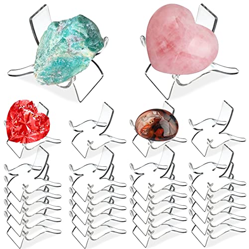 (24 PCS）Display Stand,Acrylic Rock Display stands,Clear Display Easel Stands Pedestal for Crystal Geodes Rock Mineral Agate Fossil Coral crystal/gemstone Small Collectibles Display Stands (Small) - size: Small（24 Packs）