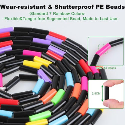 16.5FT Double Dutch Jump Ropes for Adults Kids 2-PACK | Rainbw Long Jump Rope, 1” Beaded Jump Rope for Fitness, Segmented Skipping Ropes for Exercise Training, Tangle-Free - color: Black-2Pcs
