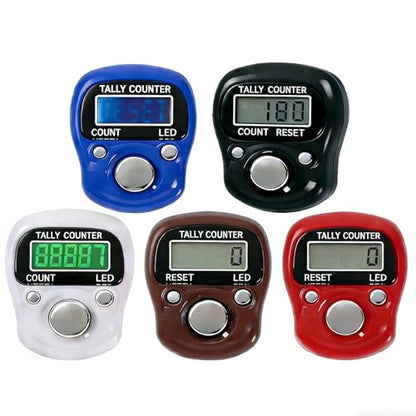 6-Pack Digital Tally Finger Counter with Led, Colorful Tasbeeh Tasbih 5-Digits Counter Clickers with Led Light, Carry Ring, Individual Hard Case for Muslims Pray Knitting Track Golf Lap - color: 5-pack