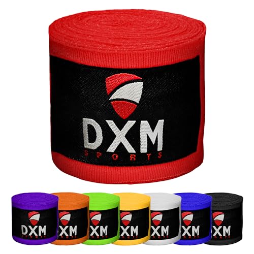 DXM SPORTS Boxing Hand Wraps Inner Gloves - 180 Inch Elasticated Thumb Loop Bandages - Kickboxing MMA Muay Thai Kickboxing Martial Arts Punching Training for Men Women - color: Red