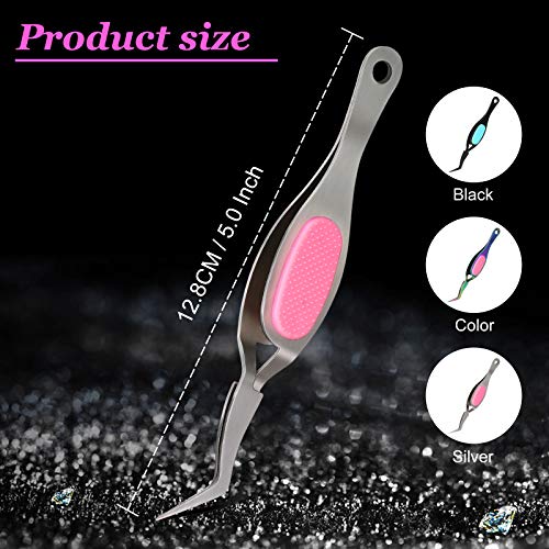 Mudder 3 Pcs Reverse Tweezers for Crafts Self Locking Curved,Curved Tip | Fine Precision Tips for Jewelry Beading Electronics, Anti-slip Grip Handles, Holds Small Components Securely During Assembly - style: Curved Tip