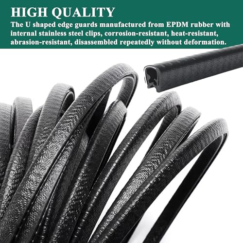U Shape Rubber Seal Edge Strip Trim Guard for Panels, Car Doors, Steel Plates, Hatches, Table Corners, Fits Edge 1/32 to 1/4 Inch, 10Ft Length