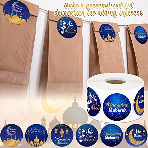 Nezyo 600 Pieces Ramadan Mubarak Stickers Eid Islamic Kareem Wall Window Stickers Ramadan Envelopes Gift Bags Labels for Eid Party Decorations(Vivid Style) - style: Vivid Style