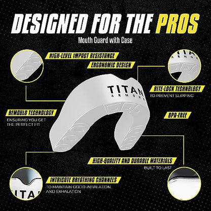 Mouth Guard Boxing, Dual-Layer Boil & Bite Mouthguard, Adult | Premium Dual-Layer | Case Included | Adult & Youth Custom-Fit Mouthpiece | Football, MMA, Hockey, Lacrosse, BJJ, Basketball - color: White, size: Junior Under 11