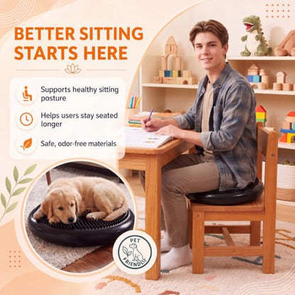 2 Pcs Peanut Ball and Wobble Cushion with Pump Set | Sensory Balance Disc Wiggle Seat for Adults, Flexible Seating for Exercise Physical, Child Training, Yoga - color: Black