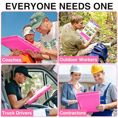 Sooez Original Clipboard with 2 Storage & Pen Holder, Heavy Duty Clip Boards 8.5x11 with Dual Storage, Clearview Dry Erase Coach Clipboard with Real Hinge, High Capacity, School & Office Supplies - color: Pink
