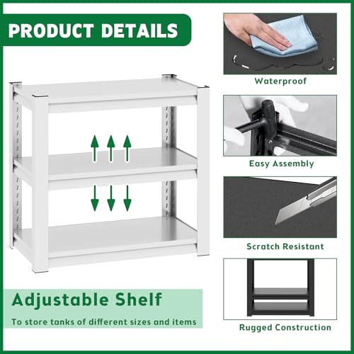 Adjustable 3-Tier Fish Tank Stand 40-50 Gallon Metal Aquarium Stand, Heavy Duty Reptile Tank Stand Rack 31.5 "L X 18 "W X 34" H, Suitable for Home and Office, Tank Not Included - color: Antique White