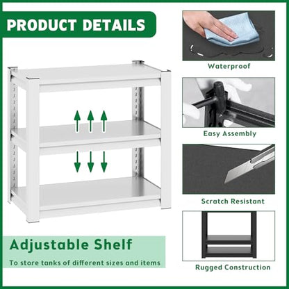 Adjustable 3-Tier Fish Tank Stand 40-50 Gallon Metal Aquarium Stand, Heavy Duty Reptile Tank Stand Rack 31.5 "L X 18 "W X 34" H, Suitable for Home and Office, Tank Not Included - color: Antique White