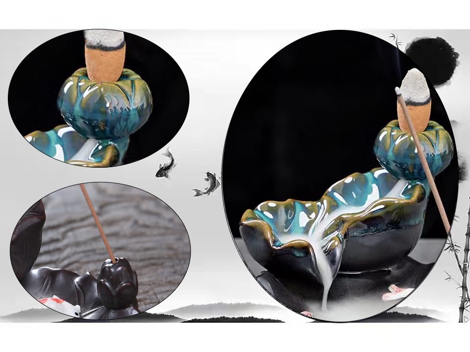 Dreamgirnh Chakras Backflow Incense Burner, Crystal Tree Incense Waterfall Fountain, Cone Incense Holde, Living Room Shelf Aesthetic Decor - color: 7 Chakras