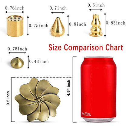 Sakura Flower Incense Holder, 5PCS Bronze Incense Burner Holder with Silk Pouch, Two Styles Drop-Shape, Cylinder Multihole and Gourd-Shape Ash Catcher Yoga Room Bedroom Home Fragrance - color: Gold and Bronze, 5 Pcs