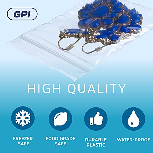 GPI - 1000 Count, 2" x 3" Clear Plastic Resealable Zip Bags, Bulk 2 Mil, Strong & Durable Poly Baggies with Resealable Zip Top Lock for Travel, Storage, Packaging & Shipping - size: 2" x 3"