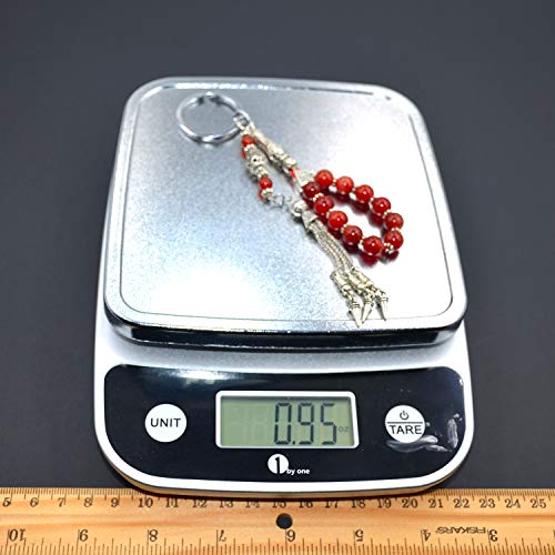 Keychain & Rosary Collection -Car Key Chain-Handbags Holder - color: (8 Mm - Red Agate Stone)