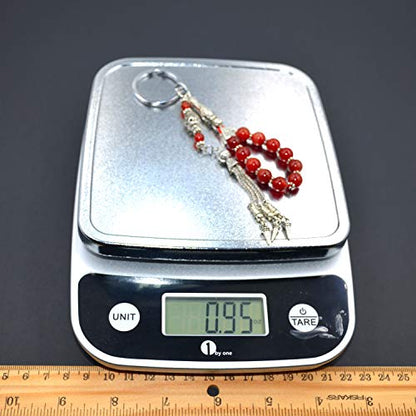 Keychain & Rosary Collection -Car Key Chain-Handbags Holder - color: (8 Mm - Red Agate Stone)