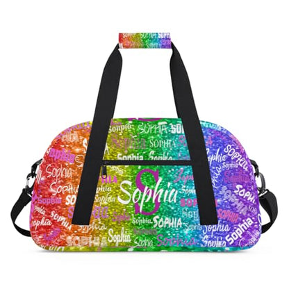 Personalized Gym Bag for Girl, Cheer Bag, Red Green Purple Sequins | Sport Duffel Bag Cheer Bag Customized Travel Duffle Bag Overnight Weekender Bag - color: Color 17