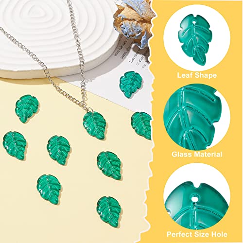 LiQunSweet 100 Pcs Glass Crystal Green Leaf Charms Small Drop Dangle Plant Leaves Pendants for Necklace Bracelet Jewelry Making DIY Crafting - 23.5x15mm - color: Leaf_23.5x15mm_Green