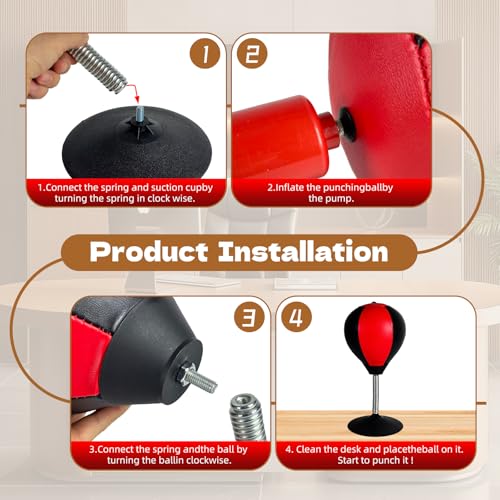Desktop Punching Bag for Desk, Stress Relief Ball with Suction Cup for Office and Home, Funny Gag Gift for Boss Coworkers Friends, Mini Desktop Boxing Stress Relief Product for Adults | Stress Relief Ball, For Office and Home, Funny Gag Gift for Boss Cow