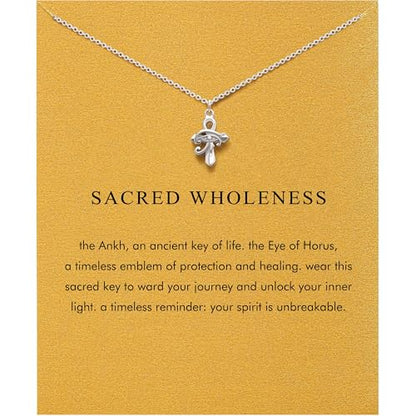 Dainty Silver Necklace for Women - Ankh Jesus Horse Celtic Cross Necklace for Women, Dainty Charm Spider Christian Gifts for Friends Sister Mom, Birthday, Christmas, Mother's Day, Graduation Gifts - style: Eye of Horus