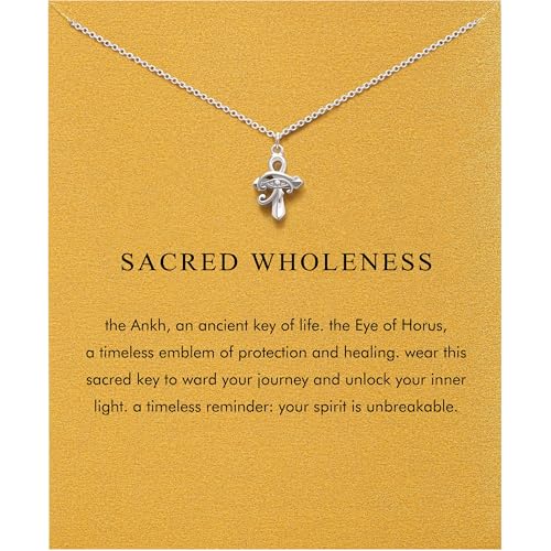 Dainty Silver Necklace for Women - Ankh Jesus Horse Celtic Cross Necklace for Women, Dainty Charm Spider Christian Gifts for Friends Sister Mom, Birthday, Christmas, Mother's Day, Graduation Gifts - style: Eye of Horus
