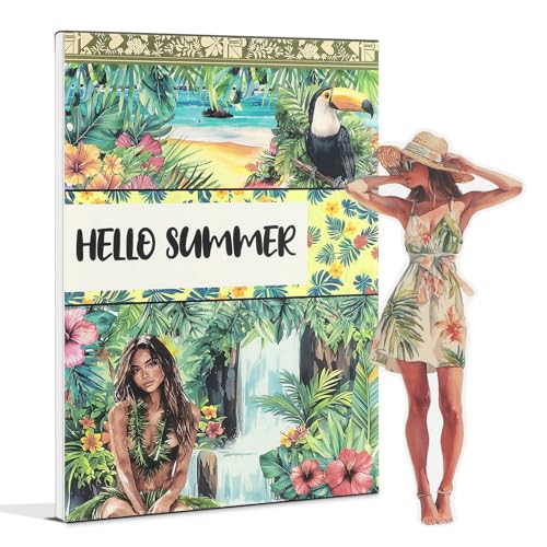 Snycler Hello Summer Theme Sticker Scrapbooking Supplies for Junk Journal, 20 Sheets PET Stickers - Vintage Journaling Stickers, Ephemera Sticker Book Pre Cut, Junk Journal Supplies, Planner - color: Hello Summer