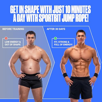 SPORTBIT Adjustable Jump Rope for Fitness and Exercise | Fitness and Exercise, Cardio, Boxing, and Weight Loss, Speed Rope, Men & Women - color: Blue