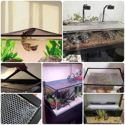 LZMZMQ Magnetic Aquarium Cover Fish Tank Lid, Home Fish Tank Protector from Cats, Square Terrarium Top Covers Anti-Fish Jump Net with Corner Handles(L25xW25cm) - size: L25xW25cm