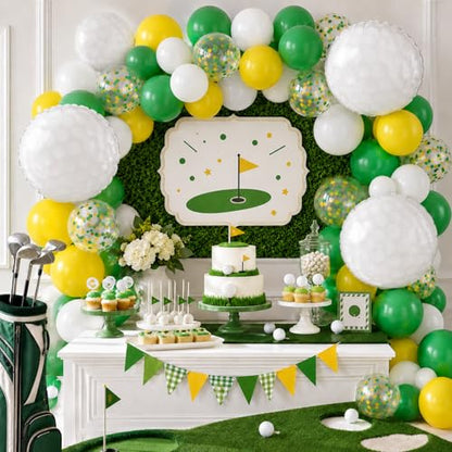 Yellow and Green Golf Balloons with Golf Foil and Confetti Balloons - color: Yellow and Green, size: 30PC