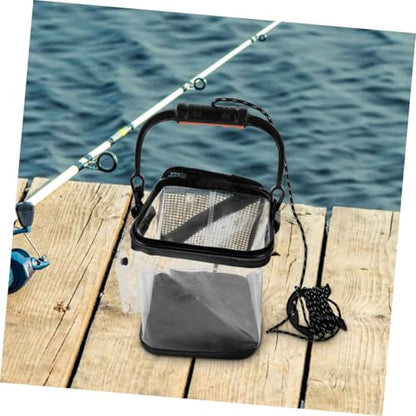 Foldable Thick Fish Storage Bucket Practical Live Fish Container with Durable Mesh Design Easy to Clean Fishing Barrel for Outdoor Fishing Activities