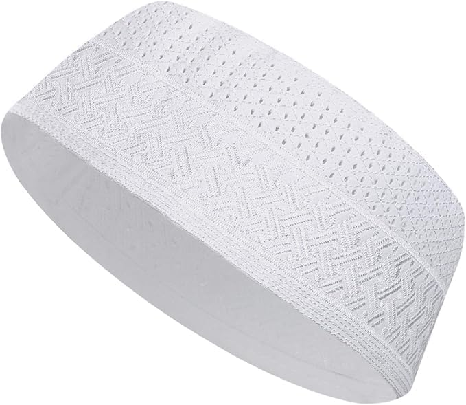 Muslim Prayer Kufi Hat for Men Boys Islamic Beanie Skull Cap Prayer Headwear Embroidery Kofia Topi Sun Hat Ramadan Eid Gift - color: White-large