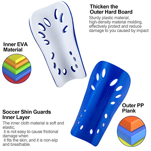 ANCIRS 2 Pair Soccer Shin Guards for Youth, Breathable Shin Guard Sleeves for Football Games, Protective EVA Cushion for Youth Men & Women - color: Blue & Red