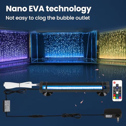 Submersible Bubble Aquarium Light：RGB Aquarium Light with Remote Control Oxygenator for Saltwater Coral Growth - 9 Inch Waterproof Fish Tank Light Designed for Aquarium Breeders - size: 9 inch Bubble