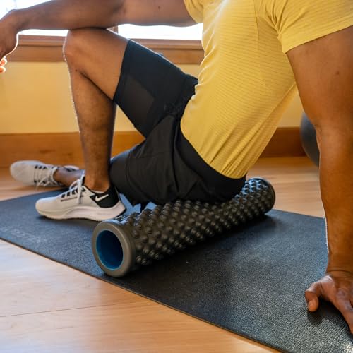 Teeter Massage Foam Roller - Textured for Deep Tissue Muscle Relief to Boost Recovery, Flexibility, Mobility - Back Pain Relief, Sports Massage, Myofascial Release - color: More Firm (Gray/Bumpy)