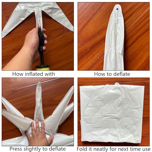 6 Pcs White Star Foil Balloons One-Piece 14-Pointed Star Balloon 4D Cone Mylar 22inch Christmas Birthday Wedding Fireworks Shape Party Supplies (White) ﻿ - color: White