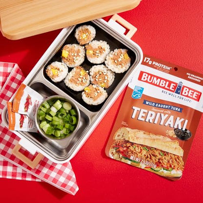 Bumble Bee Teriyaki Seasoned Tuna Pouch - Wild Caught and Ready to Eat for Snack, Salad, Korean Tuna Bowl - 17g Protein per Serving - PERFECT, PORTABLE, GOODNESS - 2.5 oz Packet (Pack of 4) - size: 2.5 Ounce (Pack of 4)