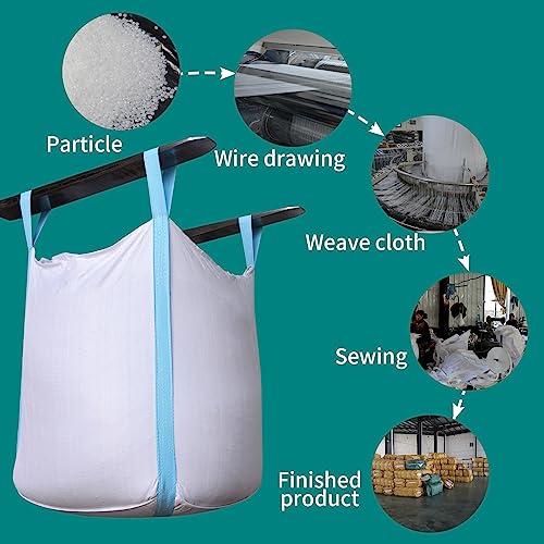 10 Pack FIBC Bulk Bag,Flexible Bulk Bags 1.5 Ton Bag, 35"L x 35"W x 43"H, 3300lbs SWL, Duffle Top Flat Bottom Heavy Duty, Woven Polypropylene Bags