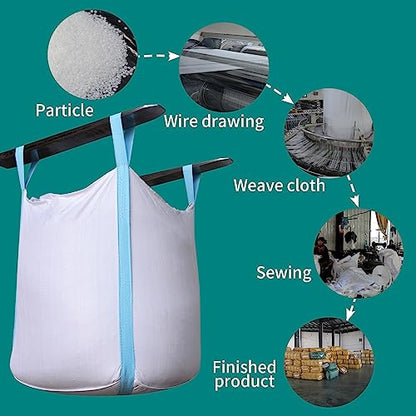 10 Pack FIBC Bulk Bag,Flexible Bulk Bags 1.5 Ton Bag, 35"L x 35"W x 43"H, 3300lbs SWL, Duffle Top Flat Bottom Heavy Duty, Woven Polypropylene Bags