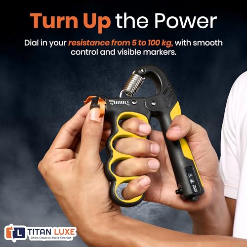 Grip Strength Trainer – Adjustable Resistance Hand Grip Strengthener (11-220 Lbs/5-100KG) with Auto Electronic Counter | Forearm & Finger Exerciser for Athletes, Musicians, Injury Recovery - color: Orange