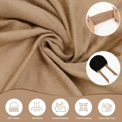XEPST 2 PCS Hijab Undercap for Women, Islamic Muslim Under Hijab Cap Satin Lined Undercap Tie Back Bonnet Inner Head Scarf Head Wraps Hair Turbans for Women Chemo Headwear Sleep Cap, Black+Khaki