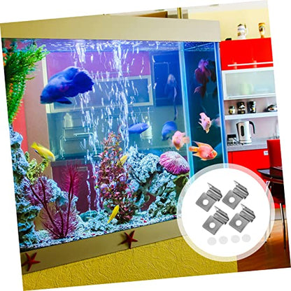 Fish Tank Cover Brackets Stainless Steel Aquarium Lid Clips for Glass Cover Support 4 Pack Aquarium Hood Clips to Hold Lid Securely for Tank Cleaning and Water Changes