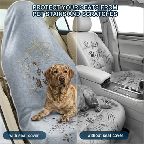 Car Seat Towel Cover, 2pcs Universal Front Seat Protector for Cars, SUVs and Trucks, Sweat Towel Car Seat Cover for Gym, Yoga, Swimming, Pets and Family Travel, Light Gray - color: Light-gray