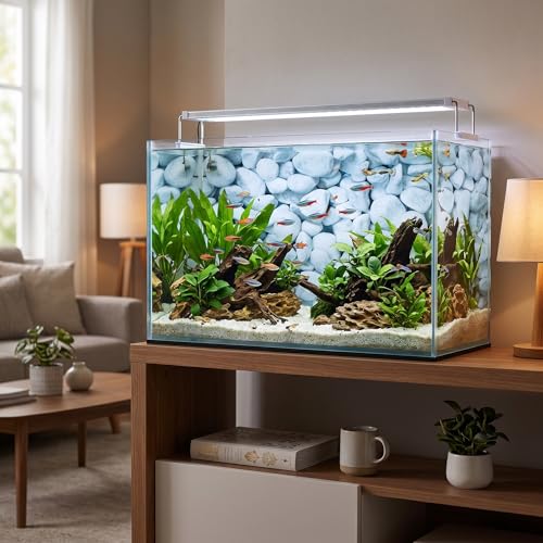 HEEPDD Aquarium Background, 91x50 Cm White Pebbles Pattern PVC Self Adhesive Wallpaper No Removal Terrarium Background for Fish Tank Decoration - size: 91*50CM