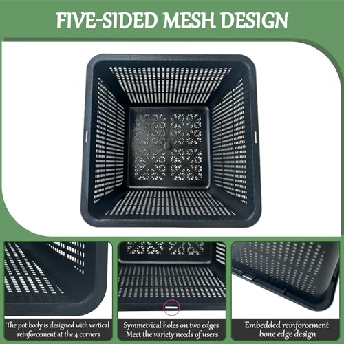 8 Pcs 9 Inch Pond Plant Baskets for Plants Hydroponics Net Pots Water Garden Plant Pots Black Plastic Pond Basket Square Plastic Mesh Pond Containers for Live Aquarium Plants - style: 9" Square-8 PCS
