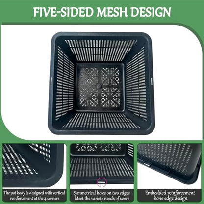 8 Pcs 9 Inch Pond Plant Baskets for Plants Hydroponics Net Pots Water Garden Plant Pots Black Plastic Pond Basket Square Plastic Mesh Pond Containers for Live Aquarium Plants - style: 9" Square-8 PCS