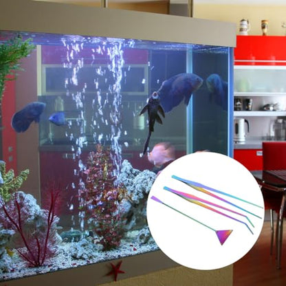 3pcs Aquarium Maintenance Tools Set Stainless Steel Tweezers Spatula Set for Fish Tank Cleaning Aquascaping