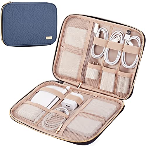 NISHEL Travel Cord Organizer, Electronic Cable Accessories Storage Bag - color: Aegean-Blue