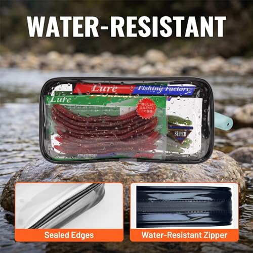 2 Pcs Water-Resistant Fishing Tackle Storage Bags,Premium Fishing Accessory Pouch,Fishing Bait Lures Storage Bags for Soft Plastics and Fishing Gear, Durable & Tough Build, Large Capacity | Premium Fishing Accessory Pouch, For Soft Plastics & Fishing Gear